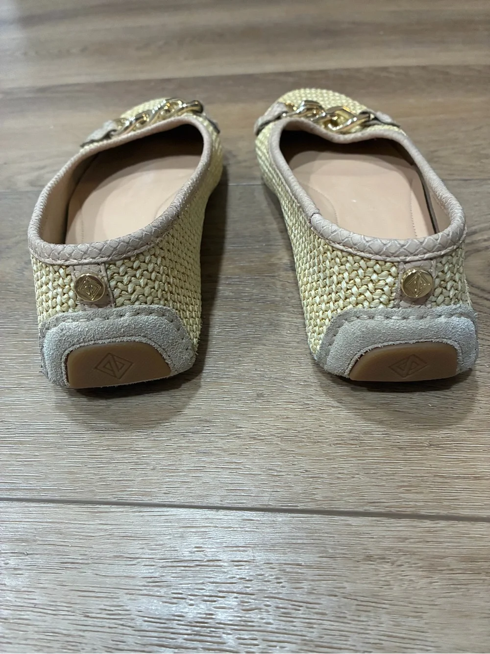 Donald J. Pliner Raya raffia Woven Chain-Accent ballet Flats